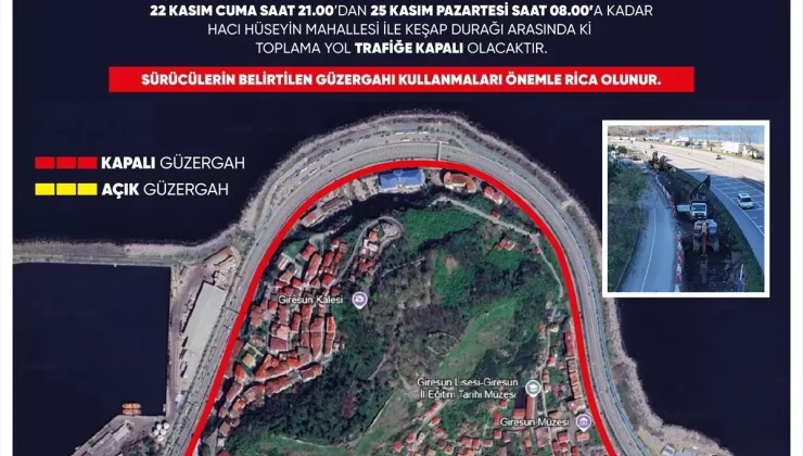 Giresun’da Trafik Düzenlemesi: Toplama Yolü Üç Gün Kapalı